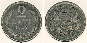 2 Lats Lettland Silber 