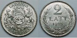 2 Lats Latvia Silver 