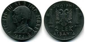 2 Lek 阿尔巴尼亚王国 (1939年－1943年) (1939 - 1943) Stainless steel 维托里奥·埃马努埃莱三世 (1869 - 1947)