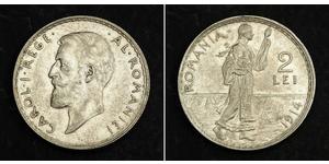 2 Leu Royaume de Roumanie (1881-1947) Argent Charles Ier de Roumanie (1839 - 1914)