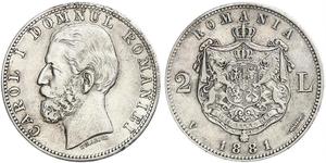2 Leu Regno di Romania (1881-1947) Argento Carlo I di Romania (1839 - 1914)