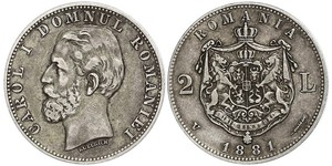 2 Leu Regno di Romania (1881-1947) Argento Carlo I di Romania (1839 - 1914)
