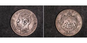2 Leu Regno di Romania (1881-1947) Argento Carlo I di Romania (1839 - 1914)