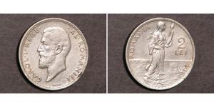 2 Leu Reino de Rumanía (1881-1947) Plata Carlos I de Rumania (1839 - 1914)