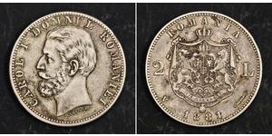 2 Leu Königreich Rumänien (1881-1947) Silber Karl I. (Rumänien) (1839 - 1914)