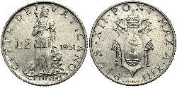 2 Lira Vatican (1926-) Aluminium Pope Pius XII  (1876 - 1958)