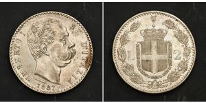 2 Lira Italia Argento Umberto I (1844-1900)