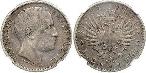 2 Lira Kingdom of Italy (1861-1946) Argento Vittorio Emanuele III (1869 - 1947)