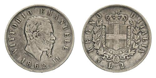2 Lira Kingdom of Italy (1861-1946) Argento Victor Emmanuel II of Italy (1820 - 1878)