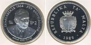 2 Lira Malta (1964 - ) Argento 