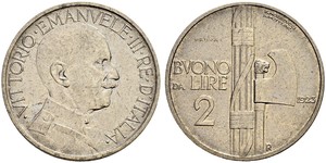 2 Lira Kingdom of Italy (1861-1946) Níquel Víctor Manuel III de Italia (1869 - 1947)