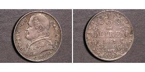 2 Lira Estados Pontificios (752-1870) Plata Pío IX (1792- 1878)
