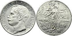2 Lira Kingdom of Italy (1861-1946) Platinum/Silver Victor Emmanuel III of Italy (1869 - 1947)
