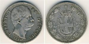 2 Lira Italien Silber Umberto I (1844-1900)