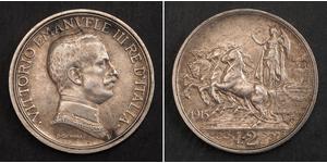 2 Lira Kingdom of Italy (1861-1946) Silver Vittorio Emanuele III (1869 - 1947)