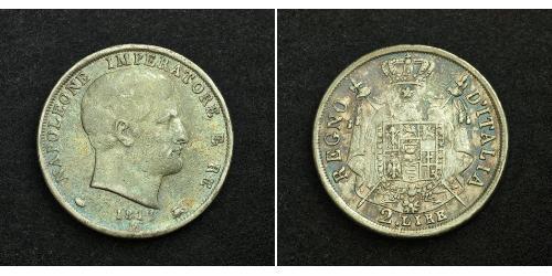 2 Lira Kingdom of Italy (Napoleonic) (1805–1814) Silver Napoleon (1769 - 1821)