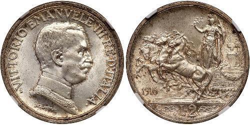 2 Lira Kingdom of Italy (1861-1946)  Víctor Manuel III de Italia (1869 - 1947)