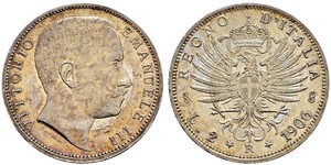2 Lira 意大利王國 (1861-1946) 銀 Vittorio Emanuele III (1869 - 1947)