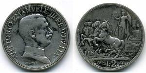 2 Lira 意大利王國 (1861-1946) 銀 Vittorio Emanuele III (1869 - 1947)