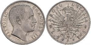 2 Lira 意大利王國 (1861-1946) 銀 Vittorio Emanuele III (1869 - 1947)