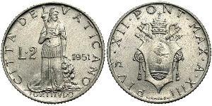 2 Lira 梵蒂冈 铝 Pope Pius XII  (1876 - 1958)