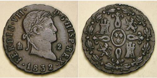 2 Maravedi Kingdom of Spain (1814 - 1873) Cuivre 
