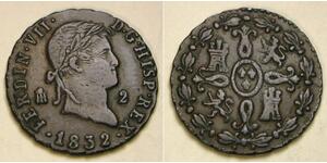 2 Maravedi Kingdom of Spain (1814 - 1873) 銅 