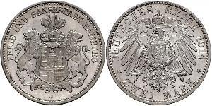 2 Mark Allemagne / Hambourg Argent 
