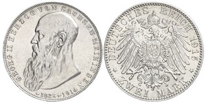 2 Mark Duché de Saxe-Meiningen (1680 - 1918) Argent Georges II de Saxe-Meiningen-Hildburghausen