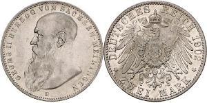 2 Mark Duché de Saxe-Meiningen (1680 - 1918) Argent Georges II de Saxe-Meiningen-Hildburghausen