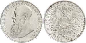 2 Mark Duché de Saxe-Meiningen (1680 - 1918) Argent Georges II de Saxe-Meiningen-Hildburghausen
