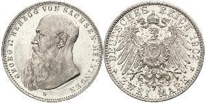 2 Mark Duché de Saxe-Meiningen (1680 - 1918) Argent Georges II de Saxe-Meiningen-Hildburghausen