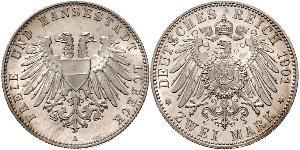 2 Mark Free City of Lübeck Argent 