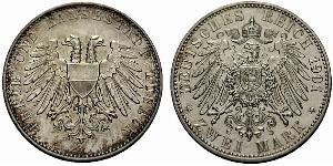 2 Mark Free City of Lübeck Argent 
