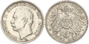 2 Mark Grand-duché de Bade (1806-1918) Argent Frédéric II de Bade (1857-1928) (1857 - 1928)