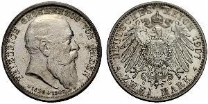 2 Mark Grand-duché de Bade (1806-1918) Argent Frédéric Ier de Bade (1826-1907) (1826 - 1907)