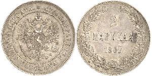 2 Mark Grand-duché de Finlande (1809 - 1917) Argent Alexandre III (1845 -1894)