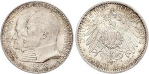 2 Mark Grand-duché de Hesse (1806 - 1918) Argent Ernest-Louis de Hesse (1868 - 1937)