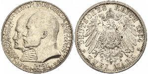 2 Mark Grand-duché de Hesse (1806 - 1918) Argent Ernest-Louis de Hesse (1868 - 1937)