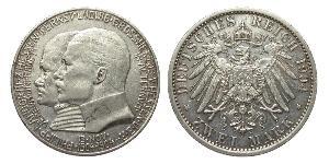 2 Mark Grand-duché de Hesse (1806 - 1918) Argent Ernest-Louis de Hesse (1868 - 1937)