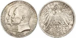2 Mark Grand-duché de Hesse (1806 - 1918) Argent Ernest-Louis de Hesse (1868 - 1937)