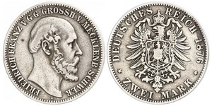 2 Mark Grand-duché de Mecklembourg-Schwerin (1352-1918) Argent Frédéric-François II de Mecklembourg-Schwerin