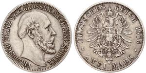 2 Mark Grand-duché de Mecklembourg-Schwerin (1352-1918) Argent Frédéric-François II de Mecklembourg-Schwerin