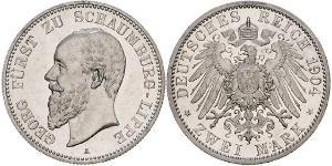 2 Mark Principauté de Lippe (1123 - 1918) Argent Georges de Schaumbourg-Lippe