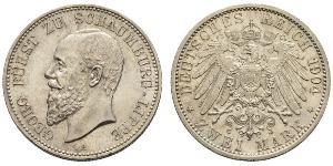 2 Mark Principauté de Lippe (1123 - 1918) Argent Georges de Schaumbourg-Lippe