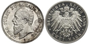 2 Mark Principauté de Lippe (1123 - 1918) Argent Georges de Schaumbourg-Lippe