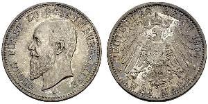 2 Mark Principauté de Lippe (1123 - 1918) Argent Georges de Schaumbourg-Lippe