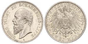 2 Mark Principauté de Lippe (1123 - 1918) Argent Georges de Schaumbourg-Lippe