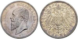 2 Mark Principauté de Lippe (1123 - 1918) Argent Georges de Schaumbourg-Lippe