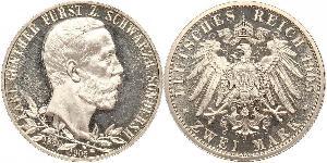 2 Mark Principauté de Schwarzbourg-Sondershausen (1599-1920) Argent 